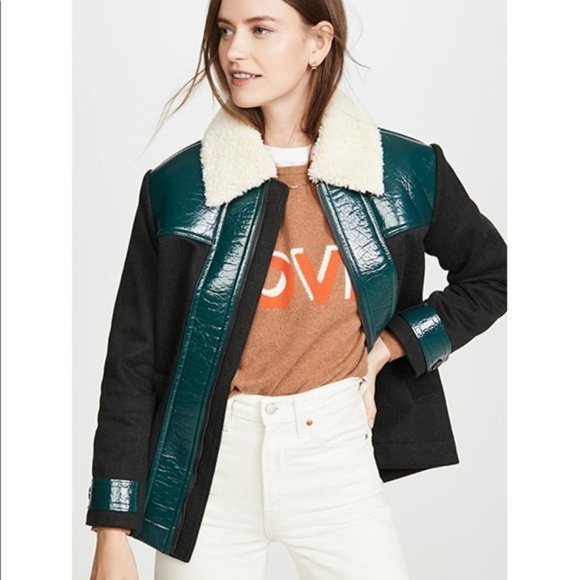 FINAL PRICE!
NWT Paul & Joe Sister Greenwish Jacket Faux Shearling Trim - Picture 1 of 9